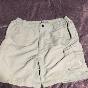 Reel Legends Green Cargo Shorts Lightweight Cotton